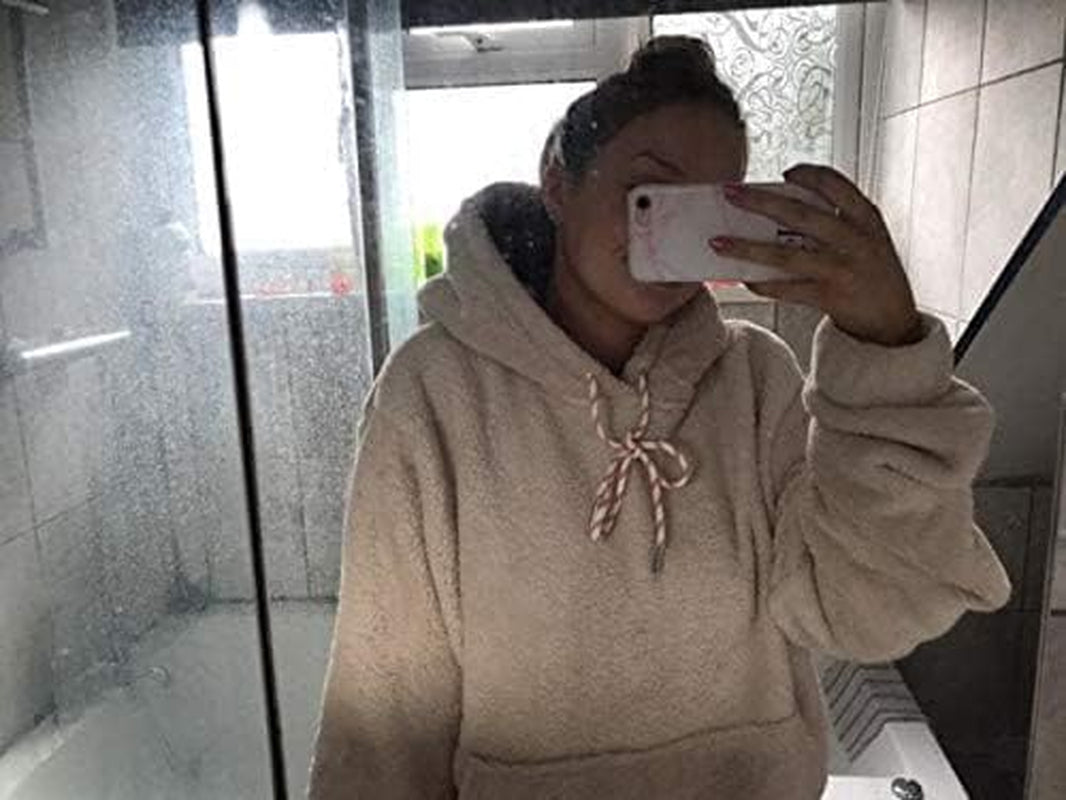 Men'S Solid Fluffy Sherpa Hoodie Oversized Hooded Pullover Winter Fuzzy Sweatshirt Outwear with Kangaroo Pocket