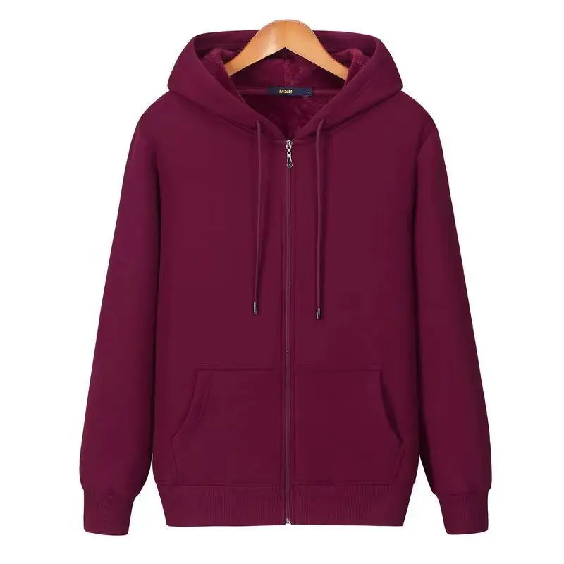 Good Quality Zip Hooded Women Sweatshirt Navy Blue Cotton Casual Street Wear Loose Spring Autumn Solid Color Hoodie Jacket