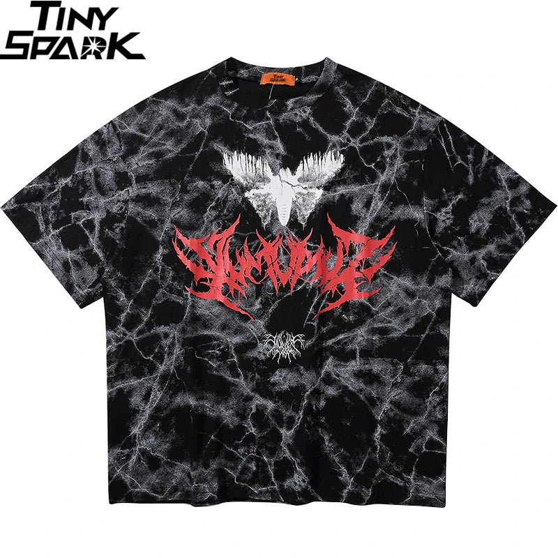 Hip Hop T Shirt Men 2025 Streetwear Oversize Dark Style Tshirt Short Sleeve Cotton Loose T-Shirt Summer Clothes Street Wear New