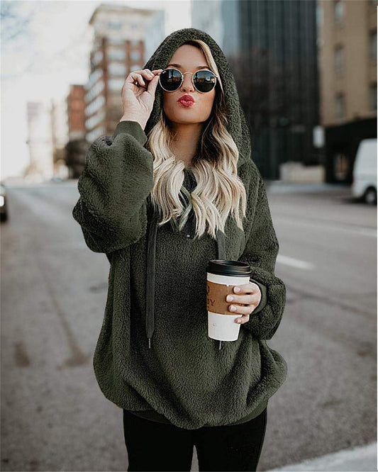 Sherpa Pullover Hoodies Sweatshirts for Women Ladies Sweater Winter Warm Tunic Tops