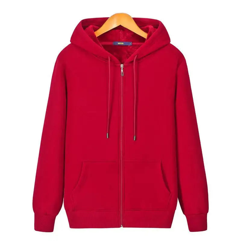 Good Quality Zip Hooded Women Sweatshirt Navy Blue Cotton Casual Street Wear Loose Spring Autumn Solid Color Hoodie Jacket
