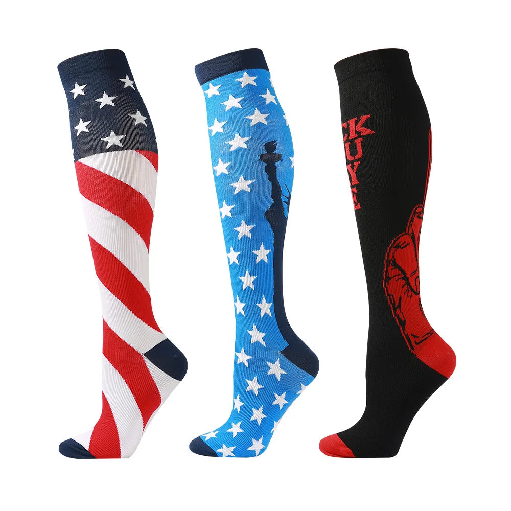 Flame Compression Socks Leg Pressure Marathon Stockings Run Compress Street Wear Style Cool Men Women Flight Nylon Fire HUAYA