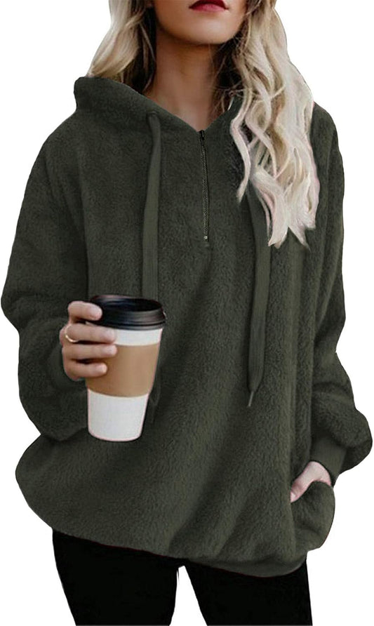 Sherpa Pullover Hoodies Sweatshirts for Women Ladies Sweater Winter Warm Tunic Tops