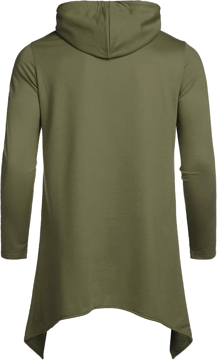 Men'S Slim Fit Hoodie Lightweight Hooded Sweatshirt Casual Hip Hop Long Length Cloak Hooded Cape Pullover Army Green