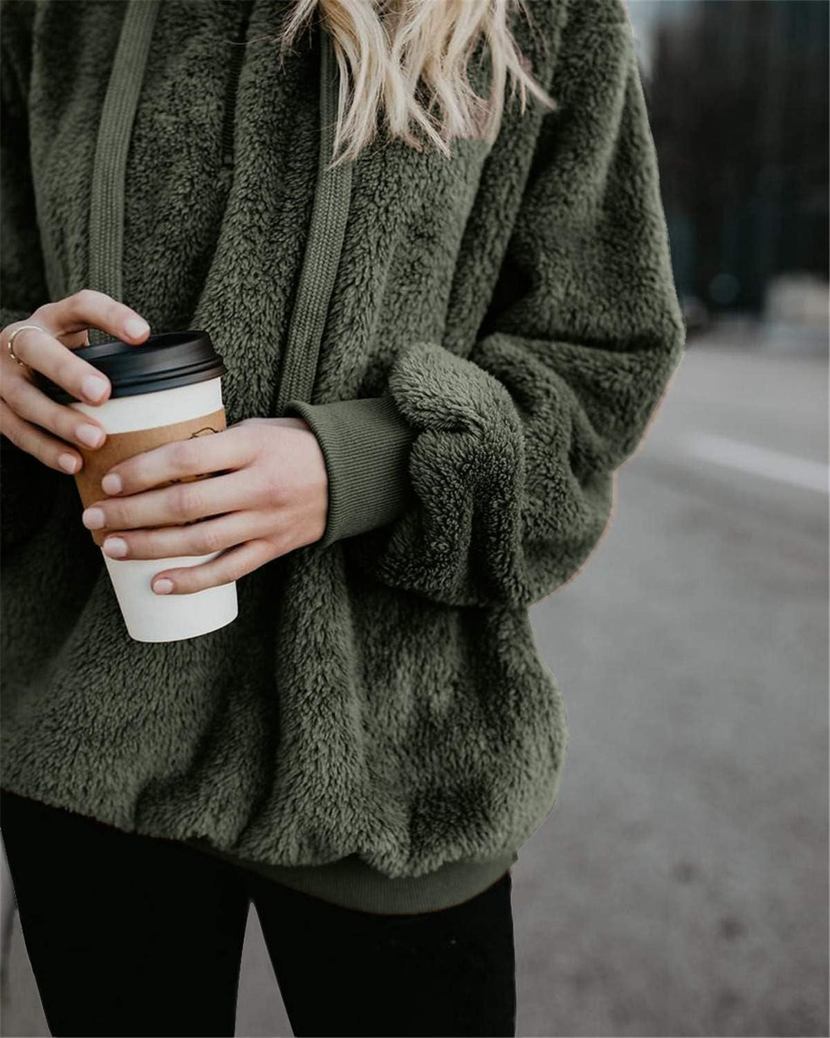 Sherpa Pullover Hoodies Sweatshirts for Women Ladies Sweater Winter Warm Tunic Tops