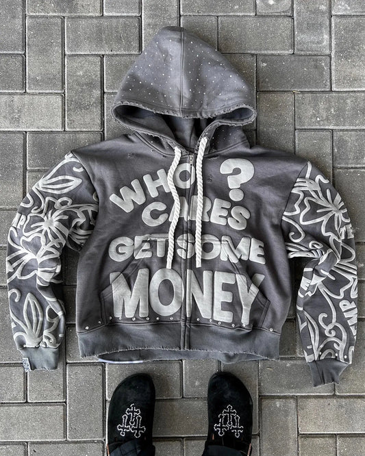 Y2K Zip Hoodie American Hip Hop Trend Fashion Alphabet N Vintage Hooded Long Sleeve Sports Hood Men Women Street Wear 240920