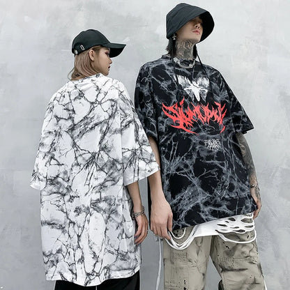 Hip Hop T Shirt Men 2025 Streetwear Oversize Dark Style Tshirt Short Sleeve Cotton Loose T-Shirt Summer Clothes Street Wear New