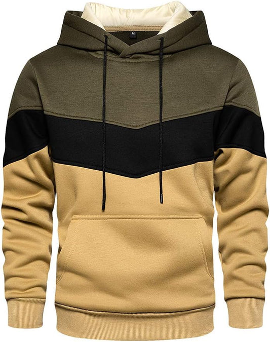 Pullover Hoodie Men Blend Fleece Long Sleeve Sweatshirt with Kangaroo Pockets