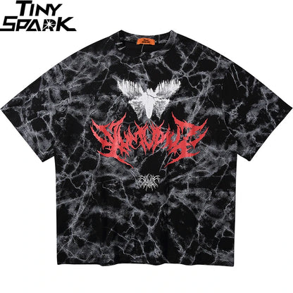 Hip Hop T Shirt Men 2025 Streetwear Oversize Dark Style Tshirt Short Sleeve Cotton Loose T-Shirt Summer Clothes Street Wear New