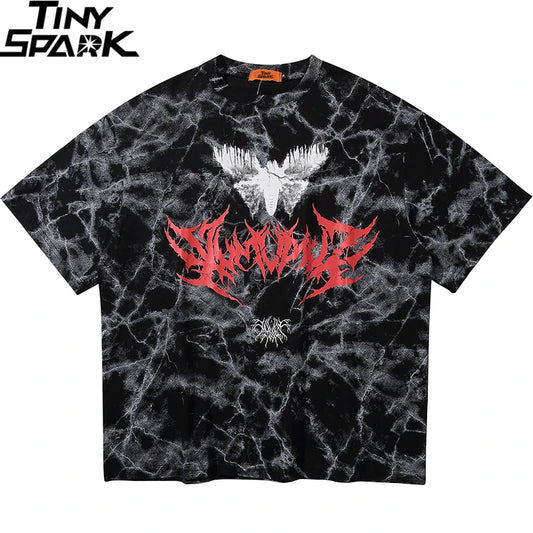 Hip Hop T Shirt Men 2025 Streetwear Oversize Dark Style Tshirt Short Sleeve Cotton Loose T-Shirt Summer Clothes Street Wear New