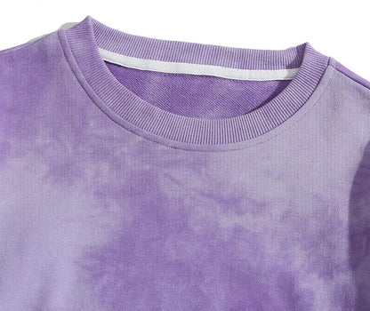 Womens Tie Dye Loose Pullover Sweatshirt Fashion Tops Long Sleeve Oversized Jumper L