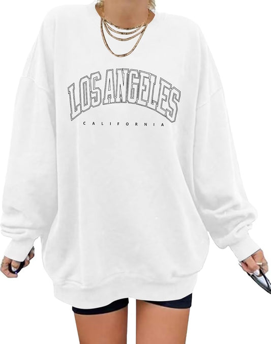 Women’S Casual Letter Graphic Print Long Sleeve Oversized Sweatshirt Tunic Tops Creweck Loose Tee T Shirts