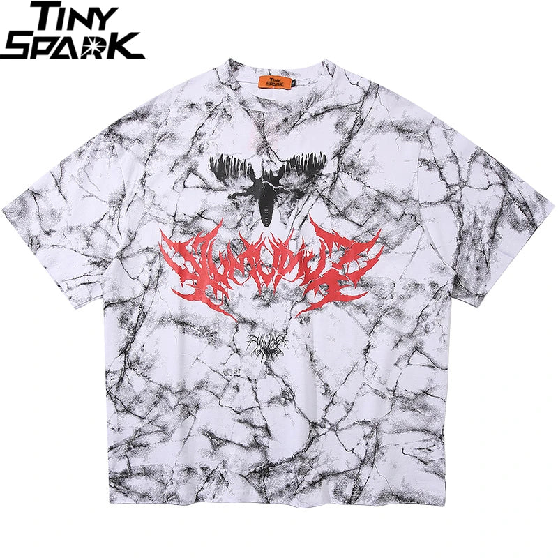 Hip Hop T Shirt Men 2025 Streetwear Oversize Dark Style Tshirt Short Sleeve Cotton Loose T-Shirt Summer Clothes Street Wear New