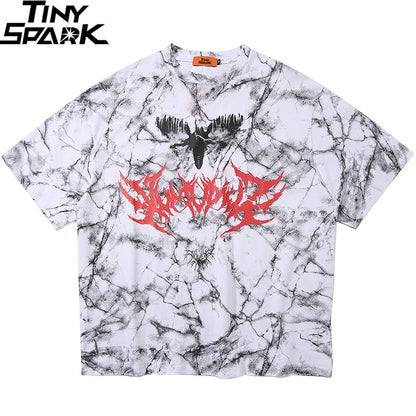 Hip Hop T Shirt Men 2025 Streetwear Oversize Dark Style Tshirt Short Sleeve Cotton Loose T-Shirt Summer Clothes Street Wear New