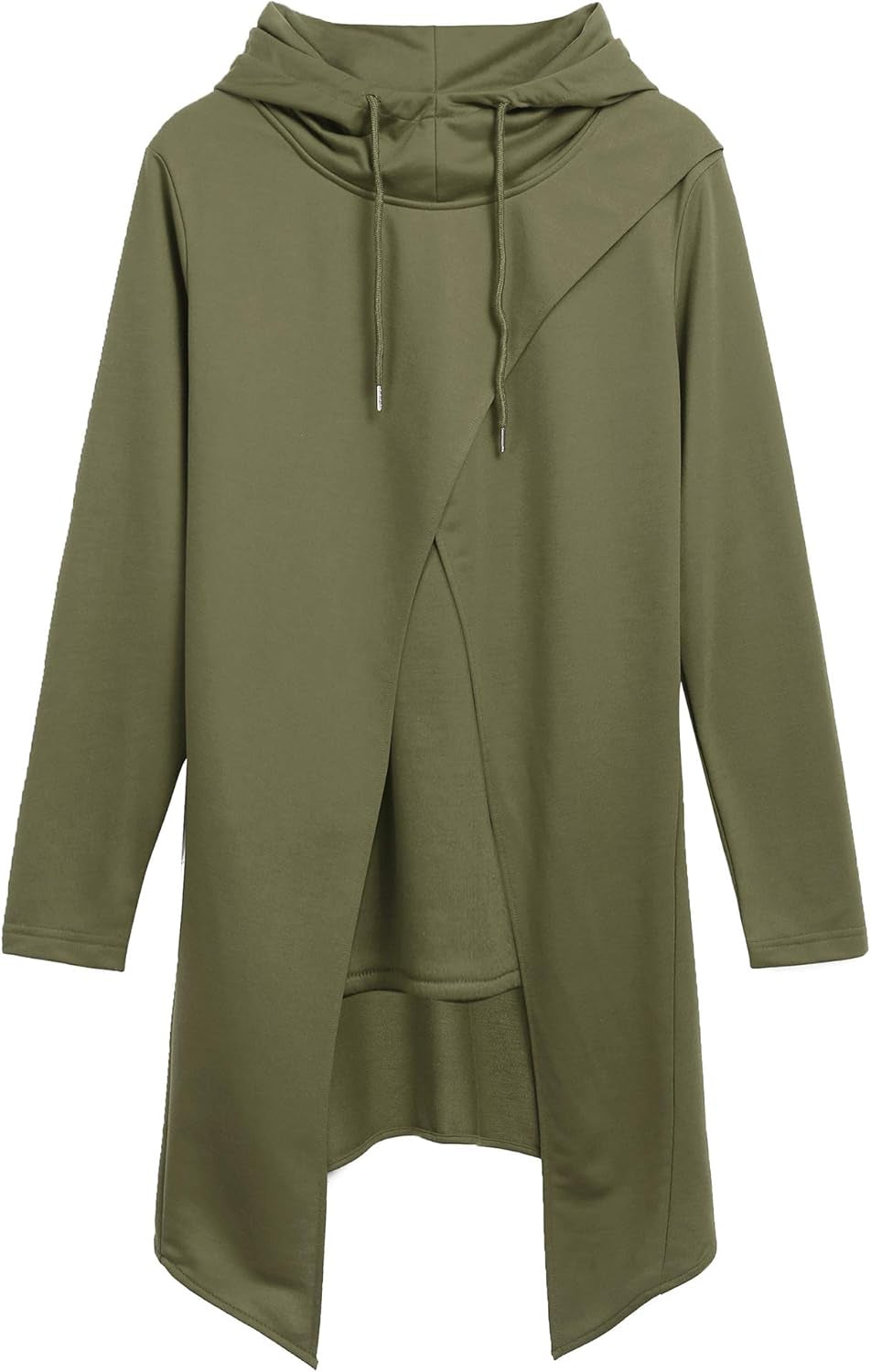 Men'S Slim Fit Hoodie Lightweight Hooded Sweatshirt Casual Hip Hop Long Length Cloak Hooded Cape Pullover Army Green
