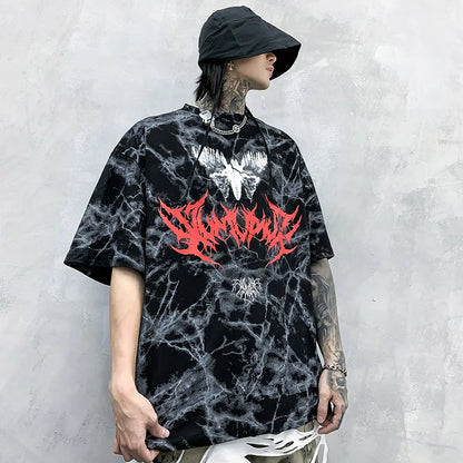 Hip Hop T Shirt Men 2025 Streetwear Oversize Dark Style Tshirt Short Sleeve Cotton Loose T-Shirt Summer Clothes Street Wear New