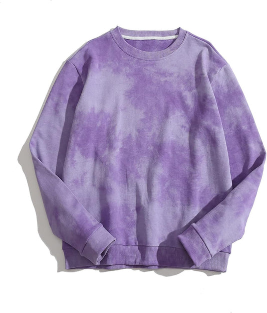 Womens Tie Dye Loose Pullover Sweatshirt Fashion Tops Long Sleeve Oversized Jumper L