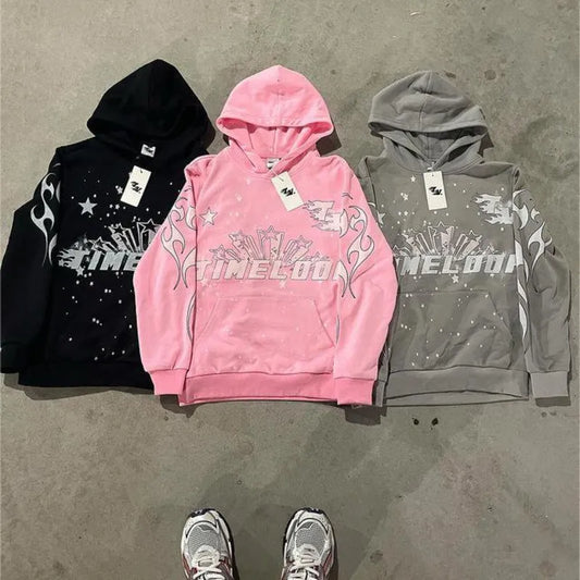 New Harajuku Gothic Pullover Hoodie Y2K Hoodies Men Hip-Hop Graphic Print Oversized Women Sweatshirt Street Wear Top Clothing
