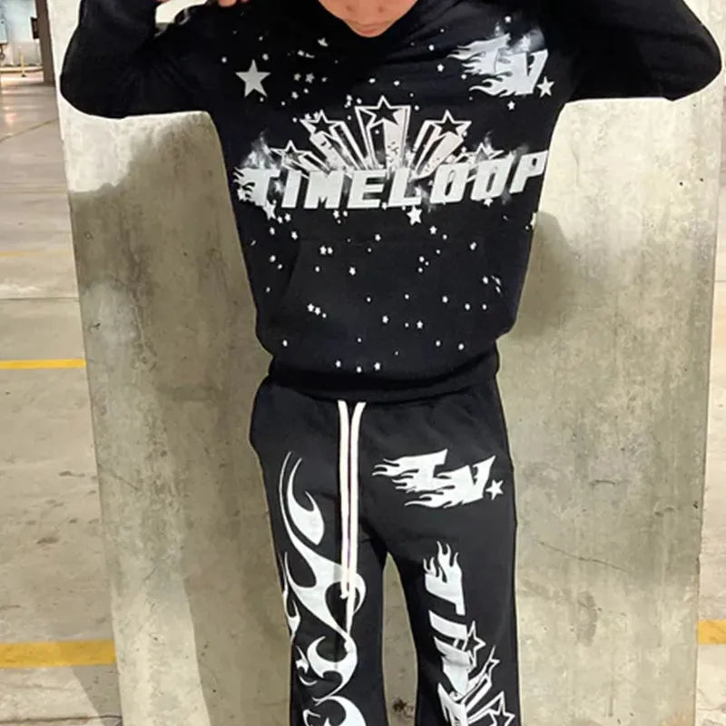 New Harajuku Gothic Pullover Hoodie Y2K Hoodies Men Hip-Hop Graphic Print Oversized Women Sweatshirt Street Wear Top Clothing