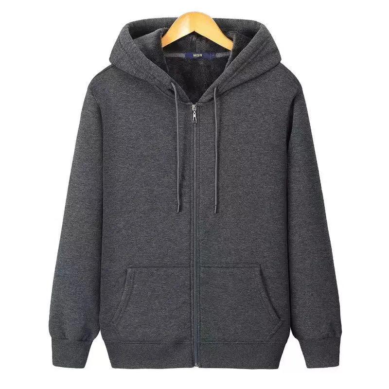 Good Quality Zip Hooded Women Sweatshirt Navy Blue Cotton Casual Street Wear Loose Spring Autumn Solid Color Hoodie Jacket