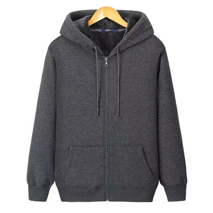 Good Quality Zip Hooded Women Sweatshirt Navy Blue Cotton Casual Street Wear Loose Spring Autumn Solid Color Hoodie Jacket