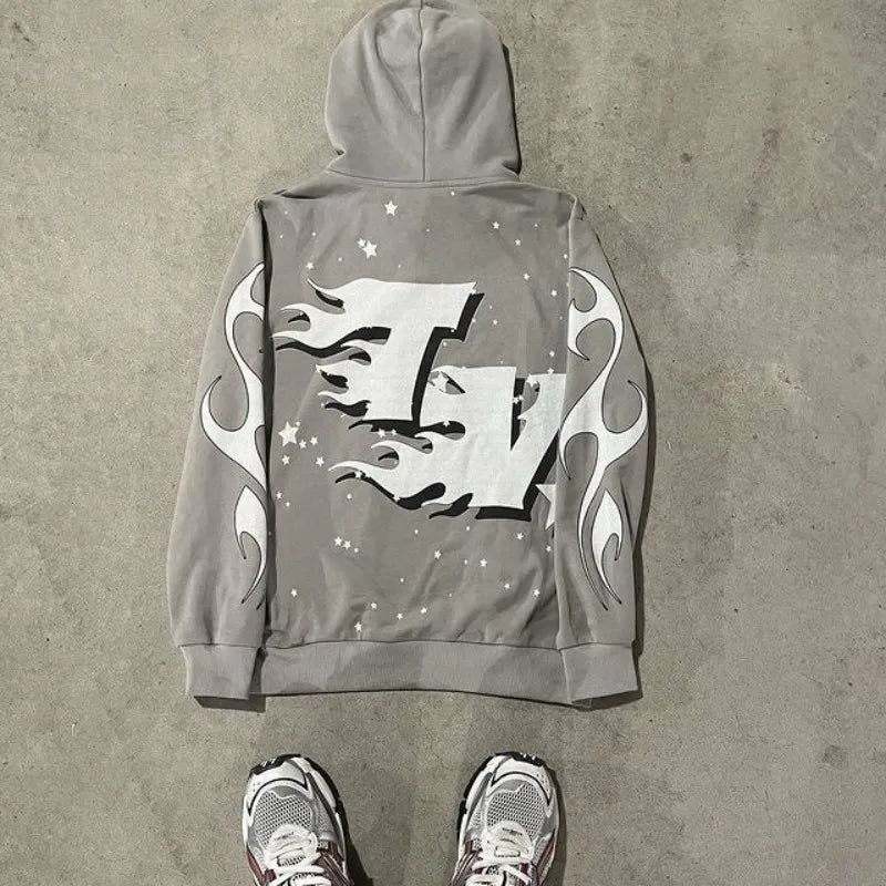 New Harajuku Gothic Pullover Hoodie Y2K Hoodies Men Hip-Hop Graphic Print Oversized Women Sweatshirt Street Wear Top Clothing