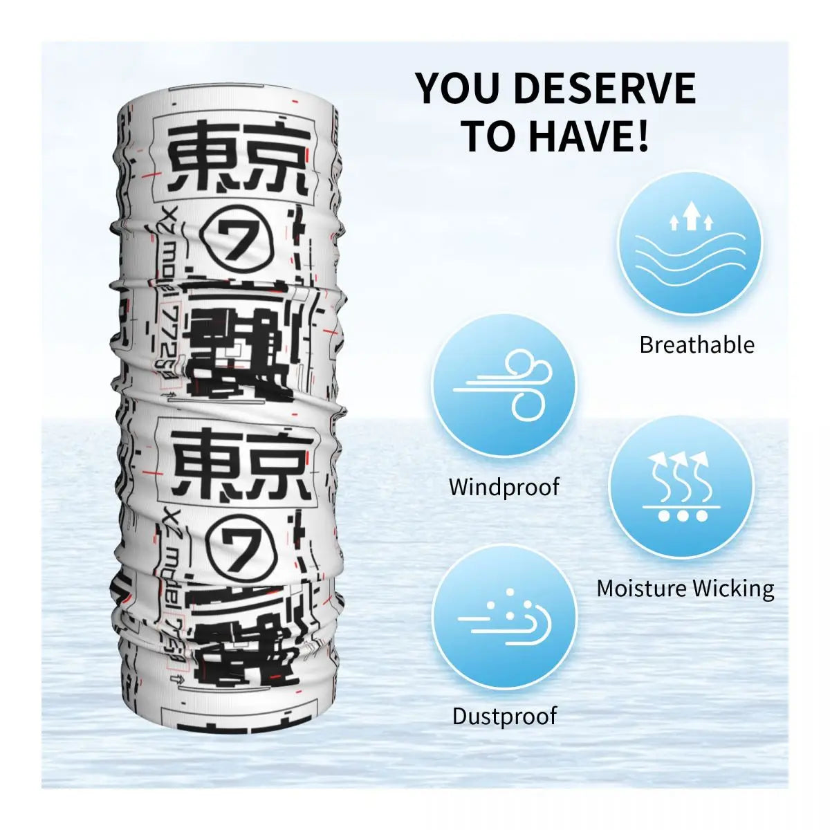 Custom Japanese Tokyo Techwear Bandana Neck Gaiter for Hiking Running Wrap Scarf Future Tech Street Wear Style Balaclava Warmer